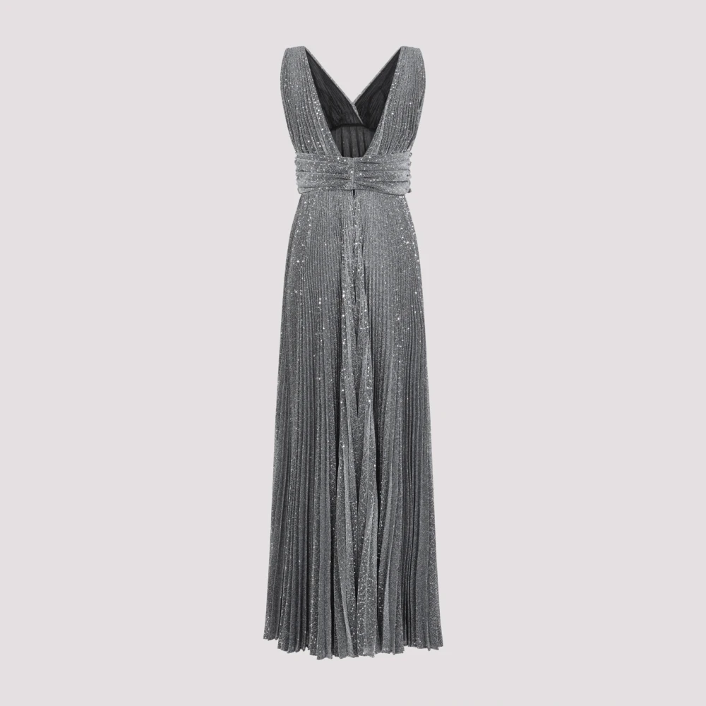 Dolce & Gabbana Zilveren Zon Geplooide Jurk Gray Dames