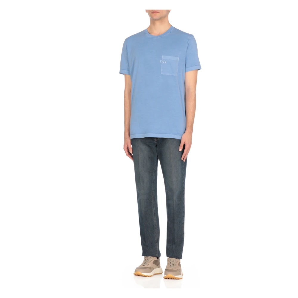 Fay Heldere Blauwe T-shirts en Polo's Blue Heren