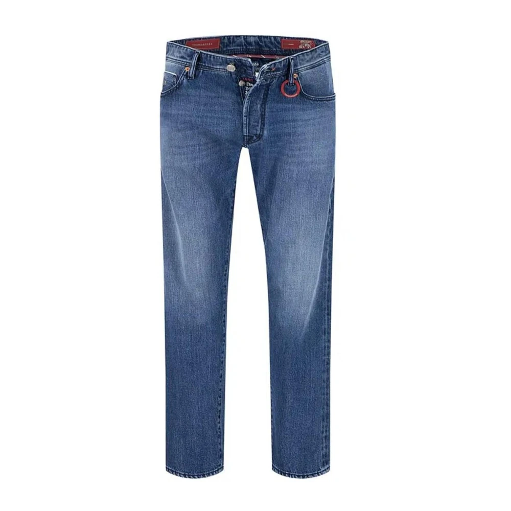 Tramarossa Verwijderbare Initialen Selvedge Jeans met Leren Label Blue Heren