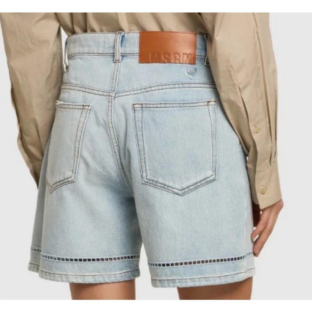 Msgm Geborduurde Denim Shorts Blauw Blue Dames