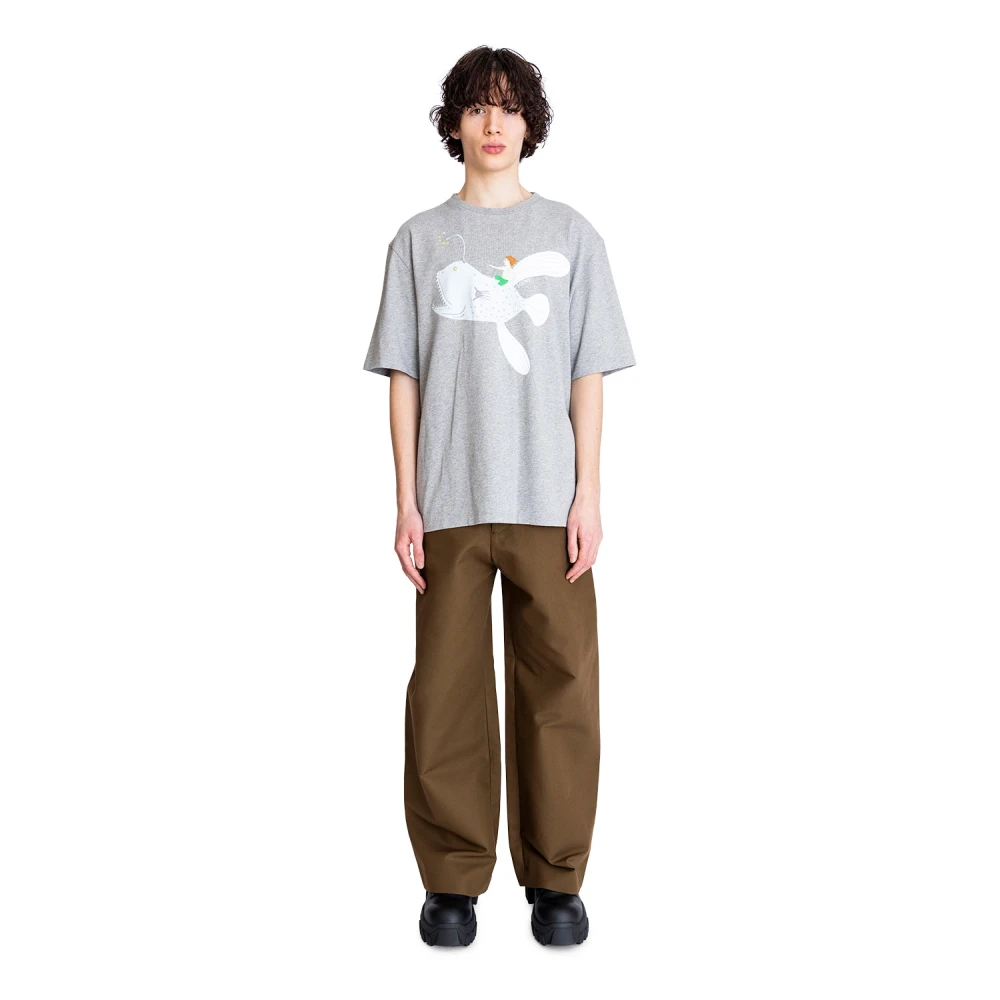 Loewe Casual Grijs Melange T-shirt Gray Heren