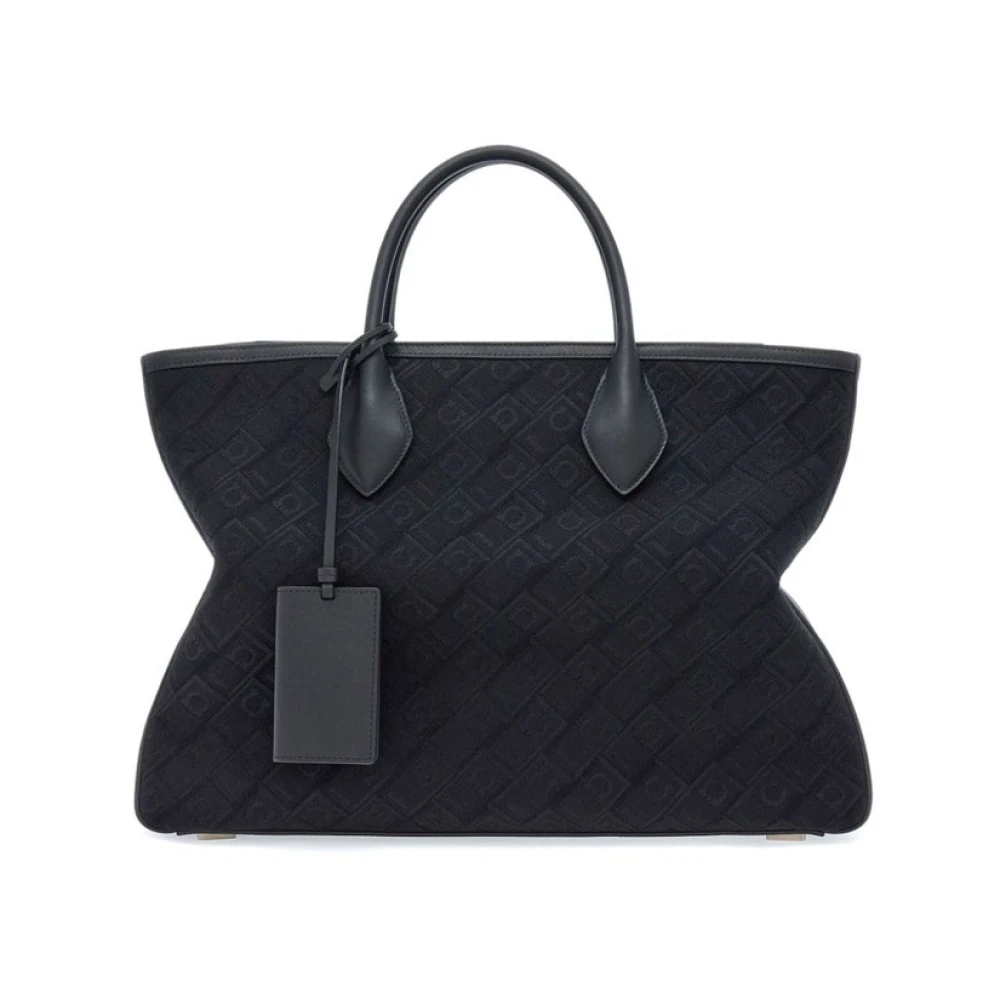 Salvatore Ferragamo Zwarte leren monogram jacquard bagage Black Heren