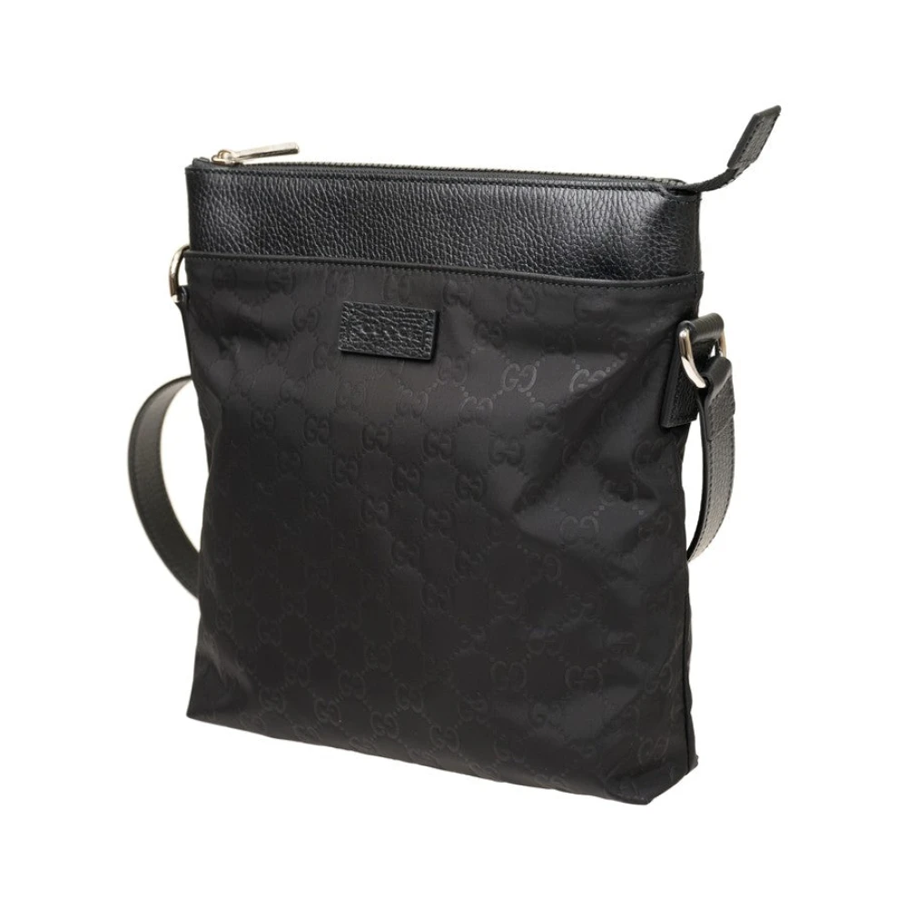 Gucci Zwarte GG Canvas en Leren Messenger Bag in Zwart Black Heren