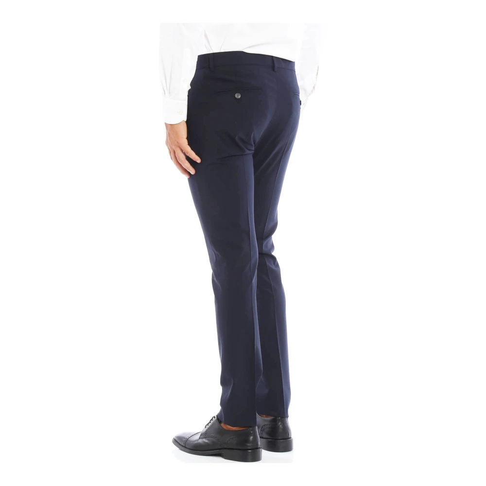 Dsquared2 Klassieke wollen broek met logodetail Blue Heren
