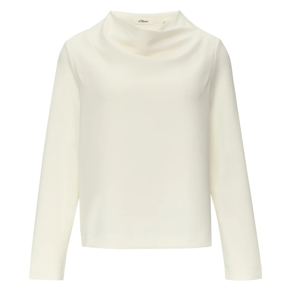 s.Oliver Sweatshirt met watervalhals Beige Dames