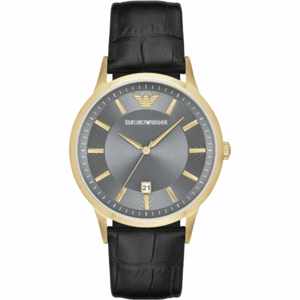 Emporio Armani Guld Läder Kvarts Herrklocka Yellow, Herr