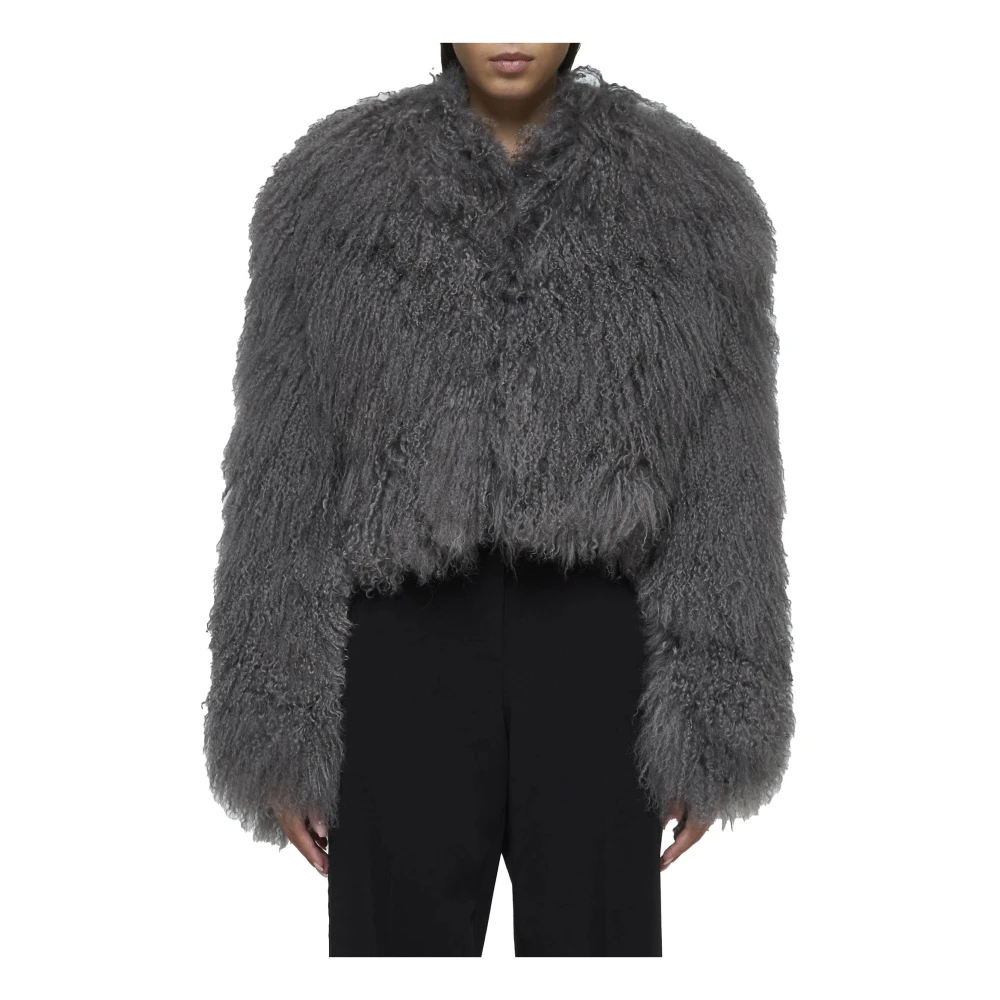Salvatore Santoro Grijze Shearling Ruffled Jas Gray Dames