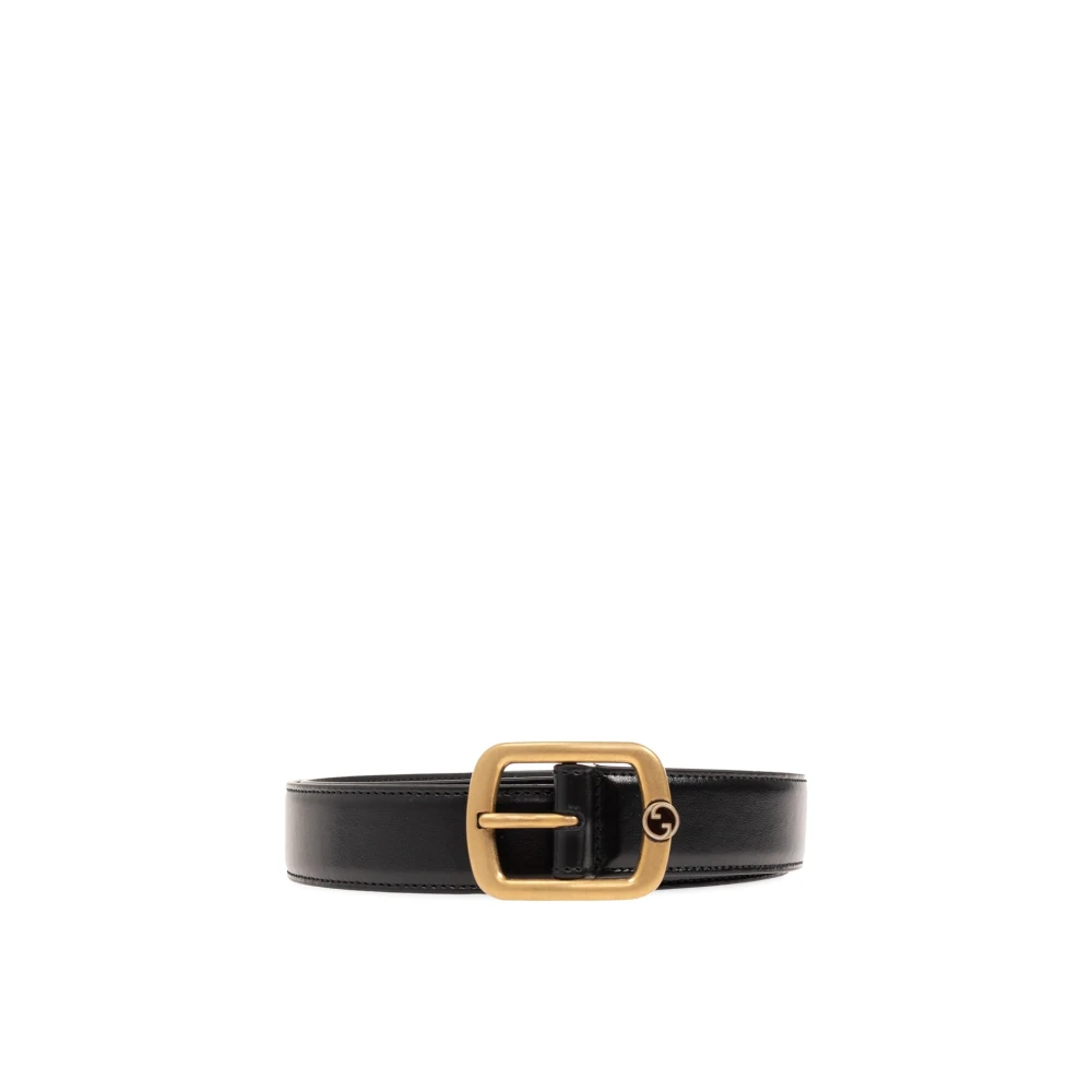 Gucci Leren Riem met Interlocking G Black Heren