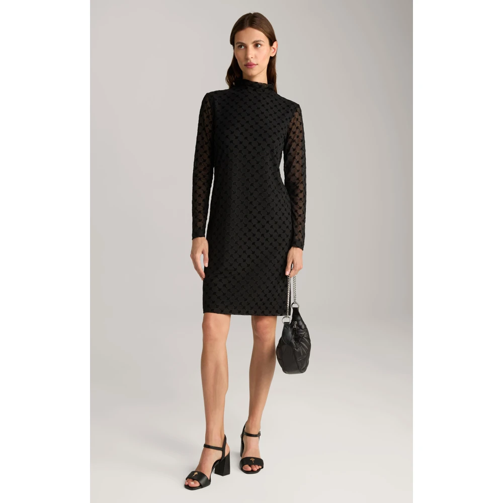 Joop! Zwarte jurk met fluwelen madeliefjespatroon Black Dames