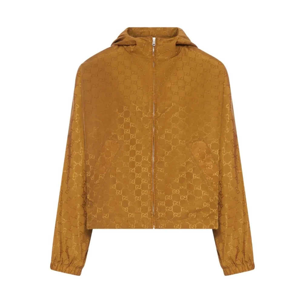 Gucci Brown Light Jackets, Female, L, Gg Nylon Jacket