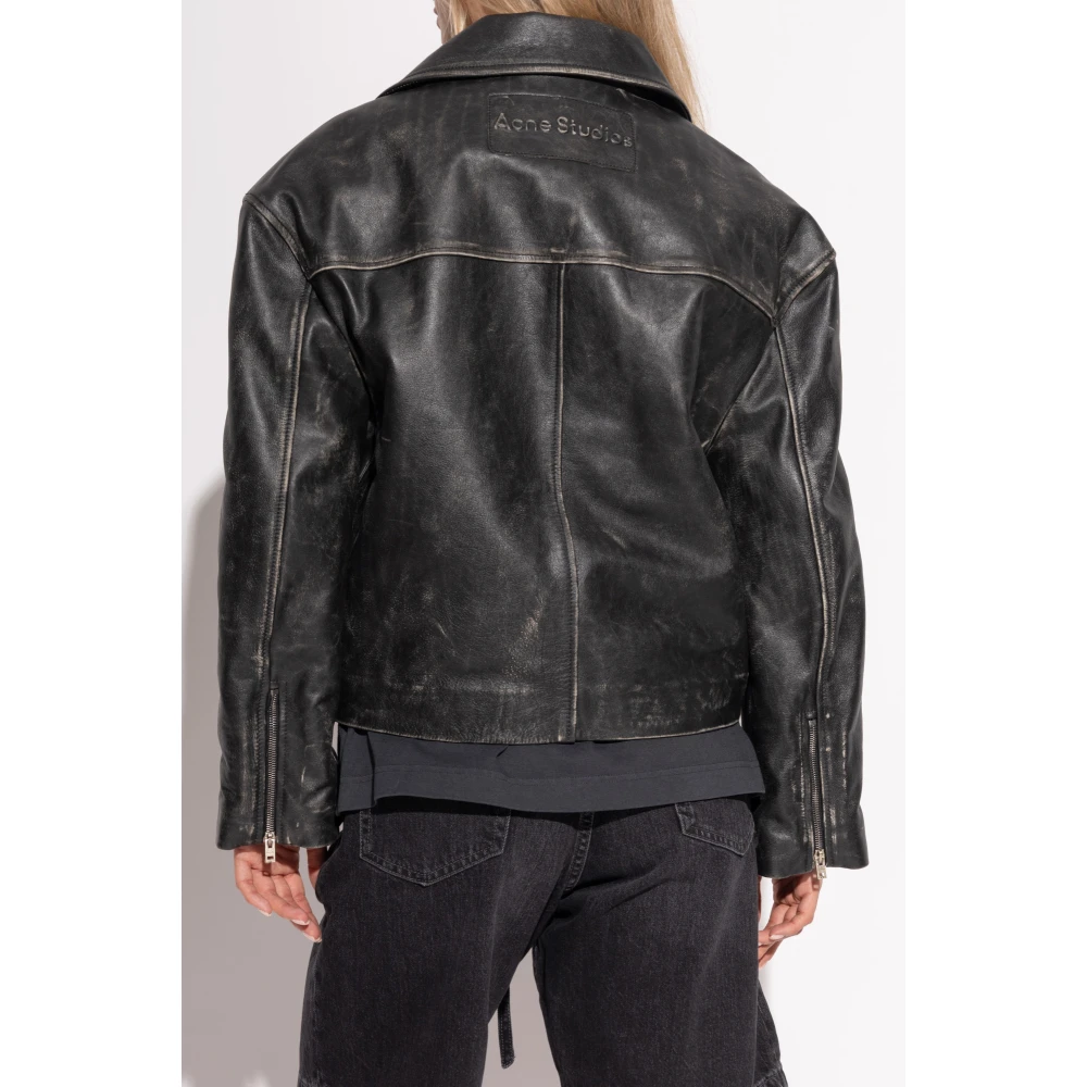 Acne Studios Leren jas met een vintage effect Black Dames