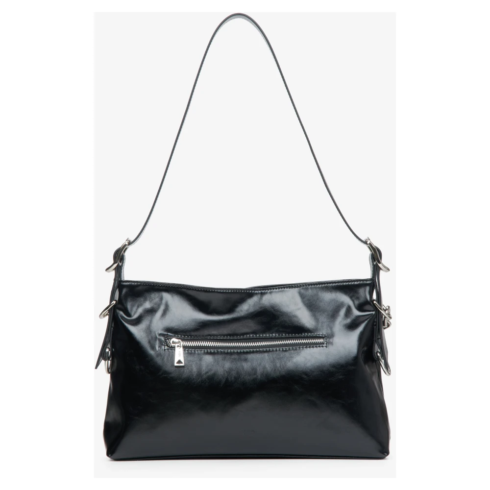 Estro Zwarte Schoudertas voor Vrouwen met Zilveren Ketting Er00114933 Black Dames