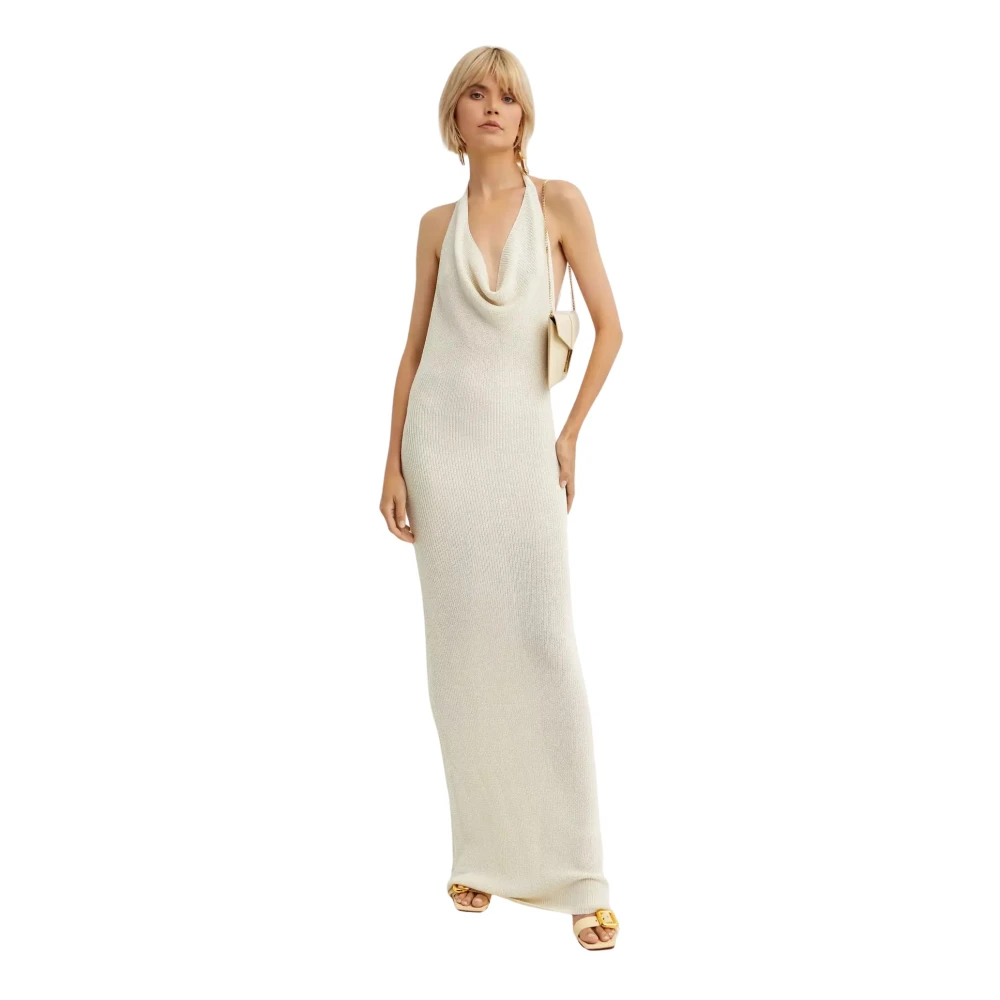 Aya Muse Witte Halternek Mouwloze Maxi Jurk White Dames
