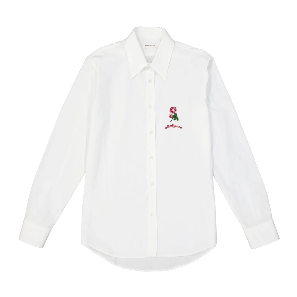 Alexander mcqueen Witte Katoenen Overhemd met Bloemendetail White Heren