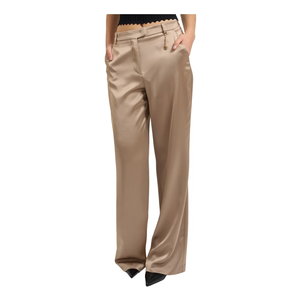 Fracomina Femme Beige Pantalons, Taille: 38 Fr Palazzo Flare Satin Pant