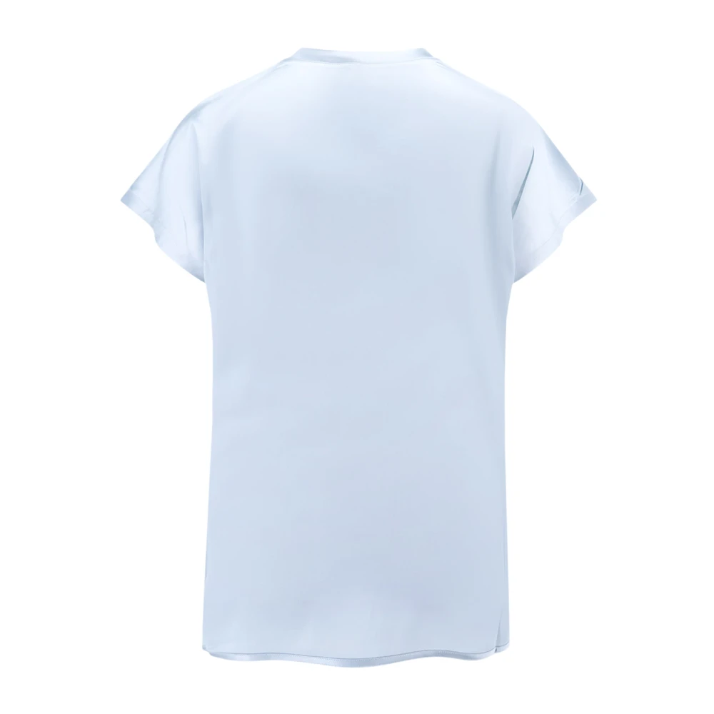 pinko Zijden Crew-neck Korte Mouw Top Blue Dames