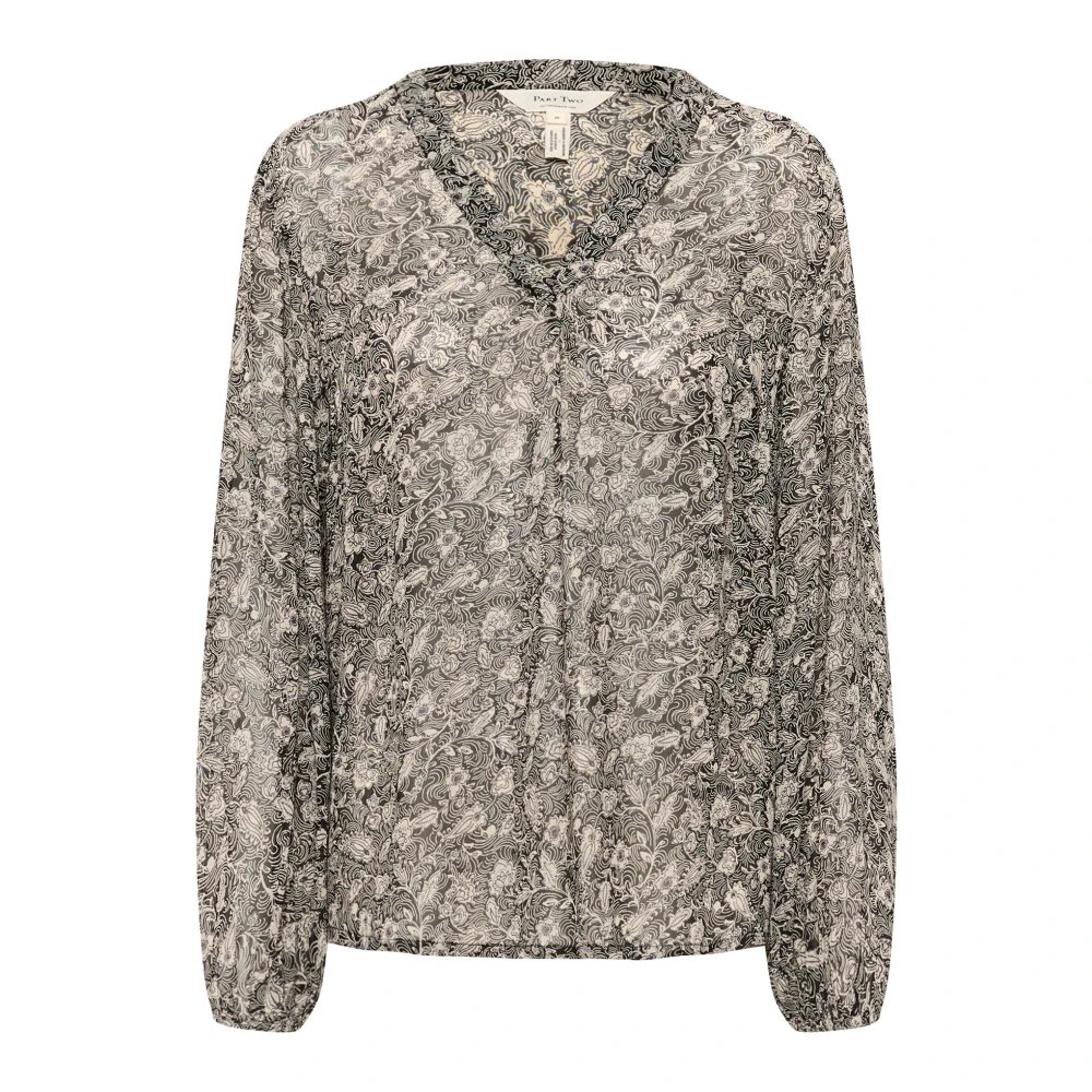 Part Two Vrouwelijke Zwarte Bladprint Blouse Black Dames