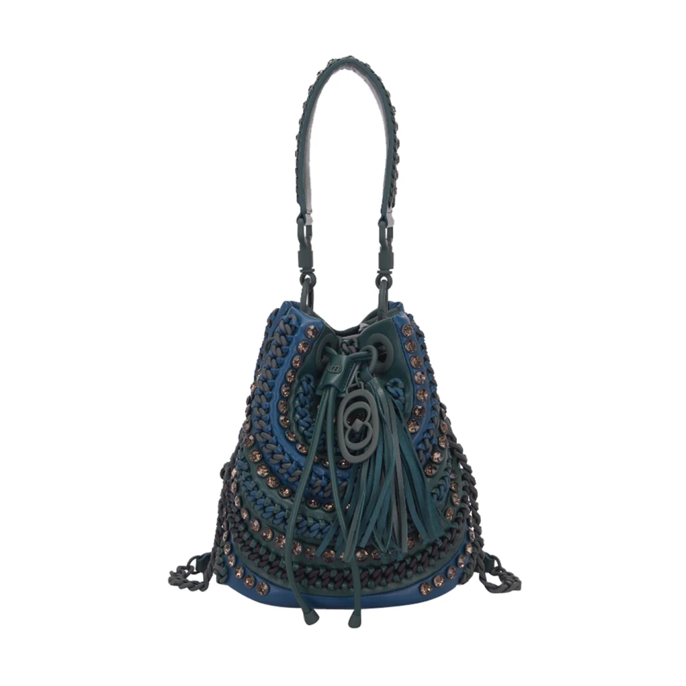 La Carrie Groene bucket bag met multicolor details Multicolor Dames