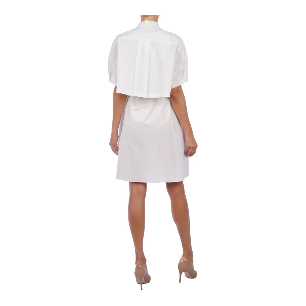 Emporio Armani Innovatieve Gelaagde Jurk met Elastische Taille White Dames