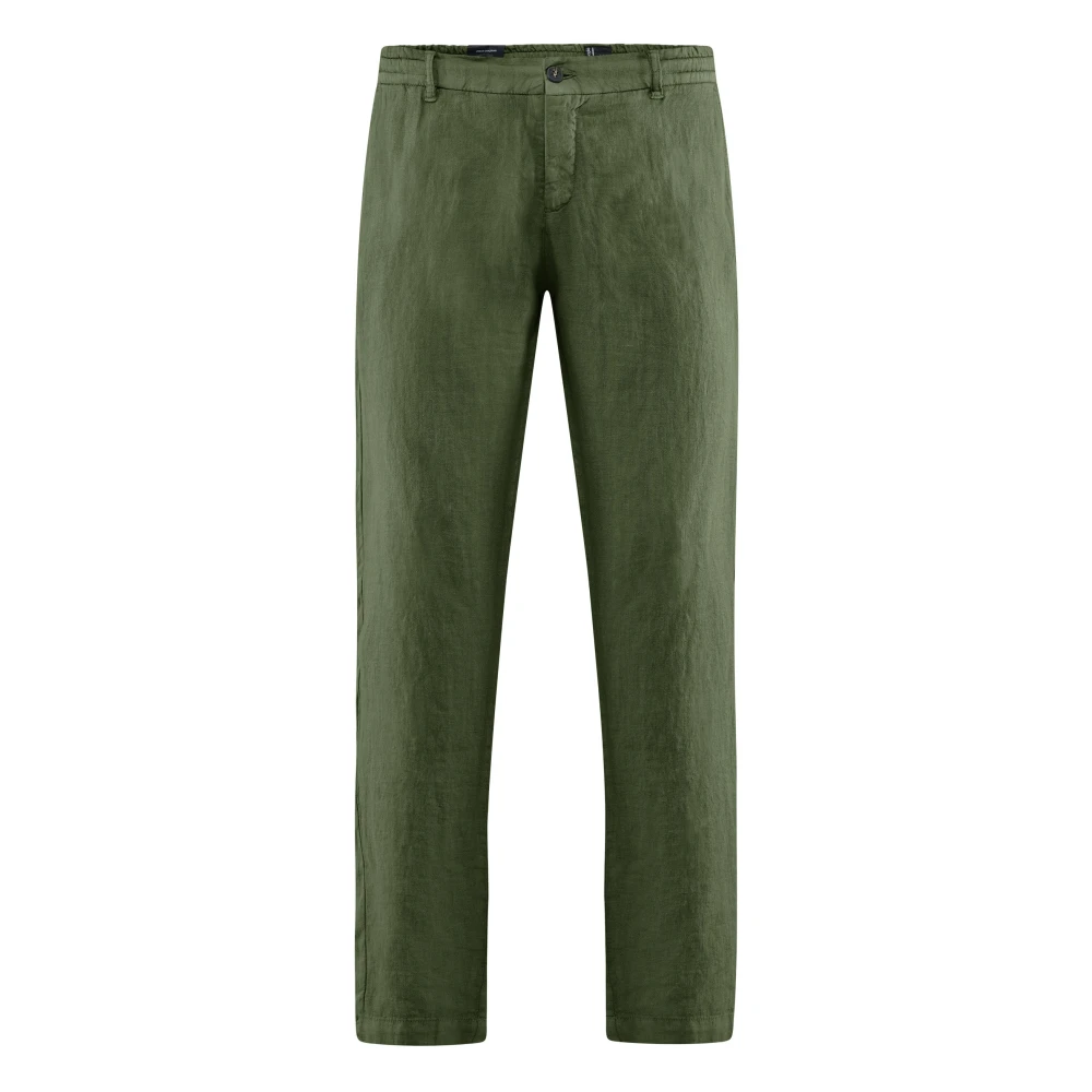Bomboogie Uomo Verde - Pantaloni Jogger-Fit In Puro Lino - Trousers - W36