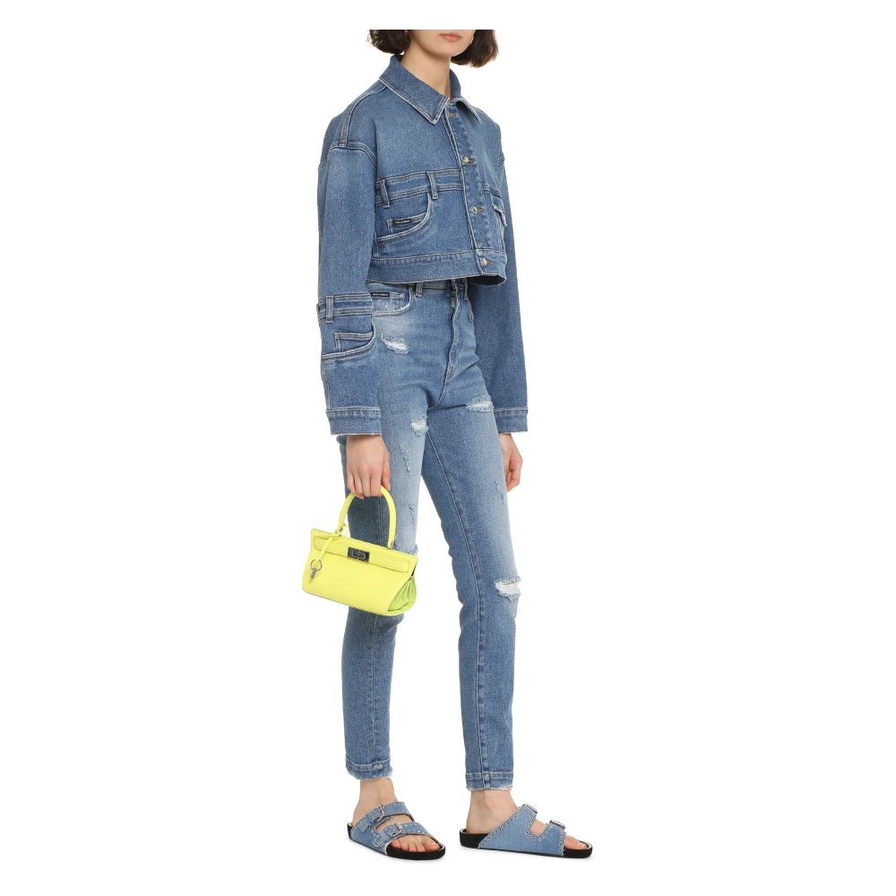 Dolce & Gabbana Patchwork Cropped Denim Jack Blue Dames