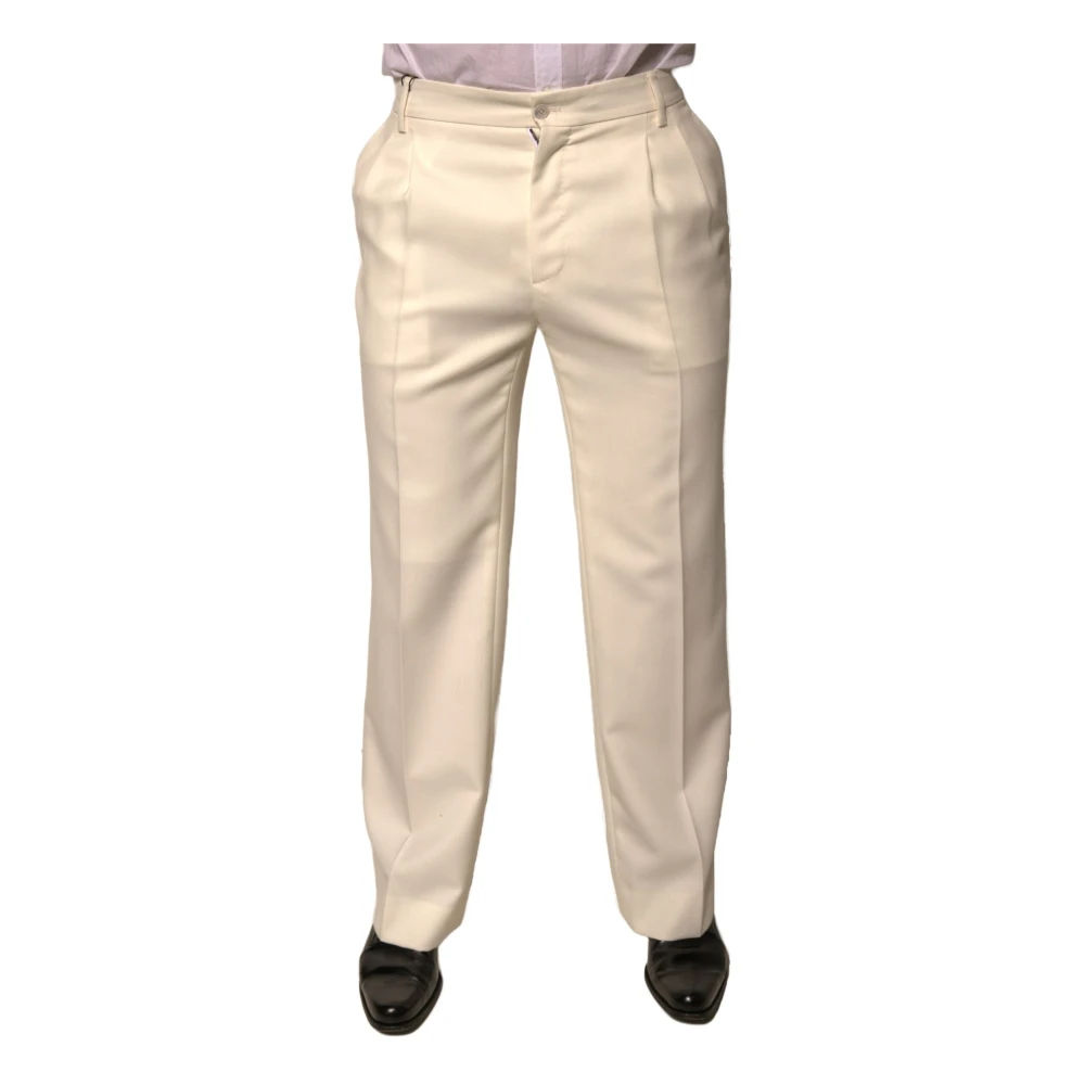 Dolce & Gabbana White Straight Trousers, Male, M, Straight Dress Trousers