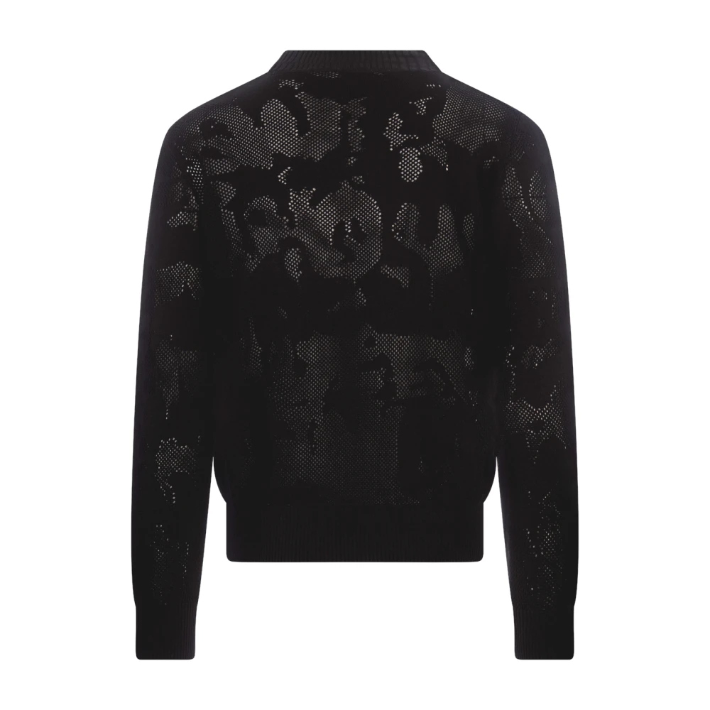 alexander mcqueen Zwarte Crew-Neck Sweater met Graffiti Patroon Black Heren