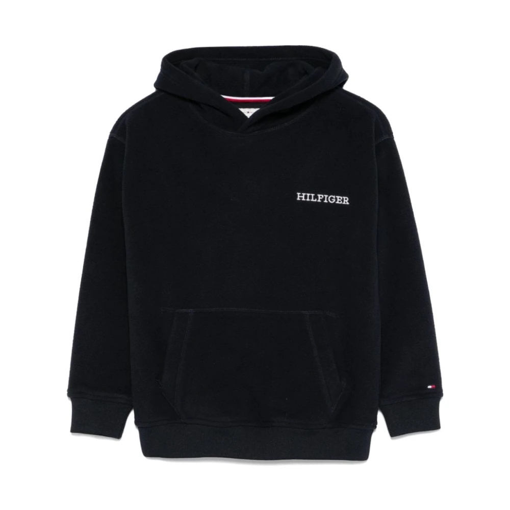 Tommy Hilfiger Blå Fleece Hoodie Broderad Logotyp Blue, Pojke