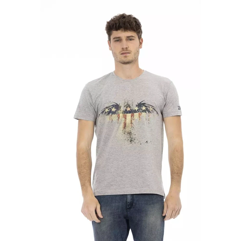 Trussardi Men's Gray T-Shirts, Xl, Elevated Casual Tee With Unique Frontprint