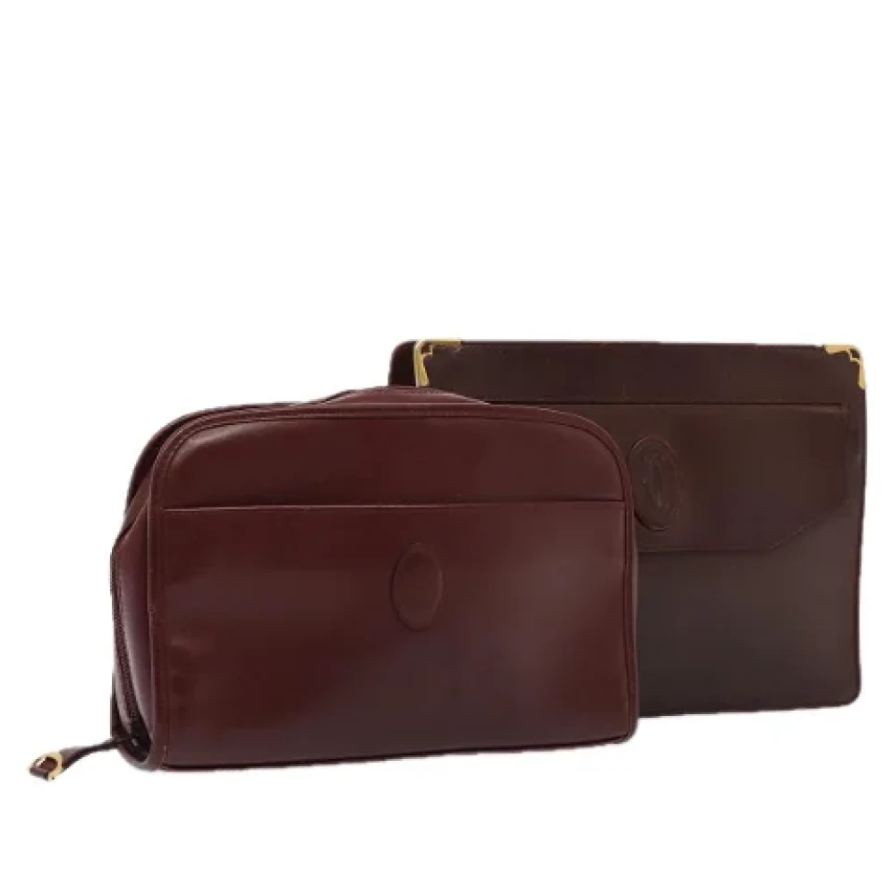 Cartier Vintage Pre-owned Leather clutches Red Dames