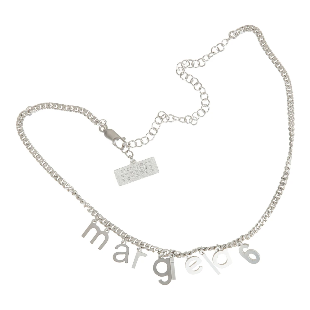 Mm6 Maison Margiela Women's Gray Necklaces, One Size, Silver Necklace With Decorative Elements