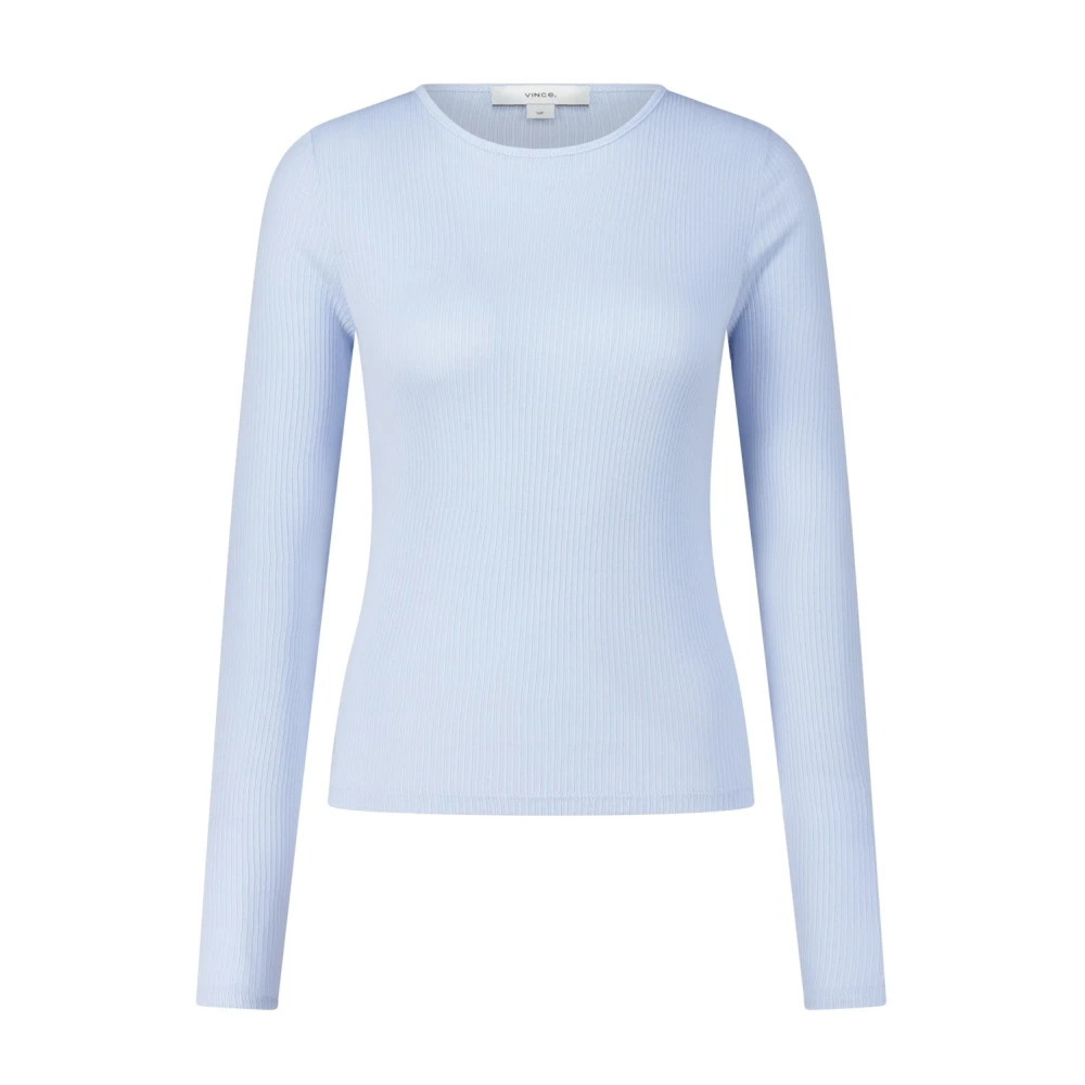 Vince Geribbeld shirt met lange mouwen van Pima-katoen Blue Dames