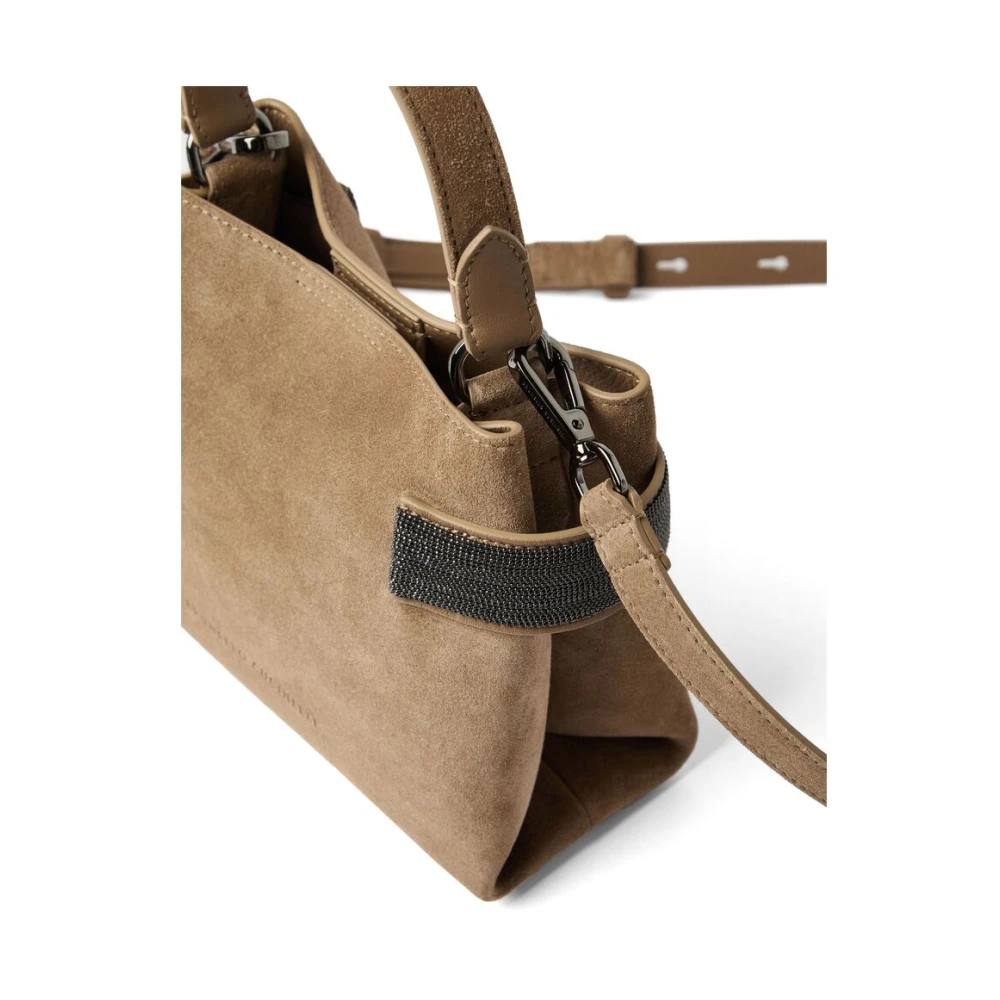 BRUNELLO CUCINELLI Bruine Schoudertas met Magnetische Sluiting Brown Dames