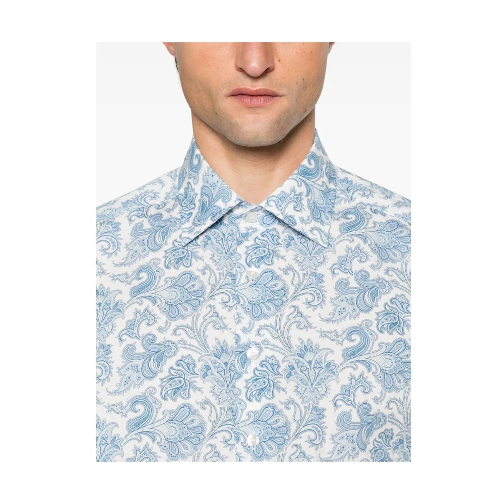 ETRO Blauwe Knoopshirt Lange Mouwen Blue Heren