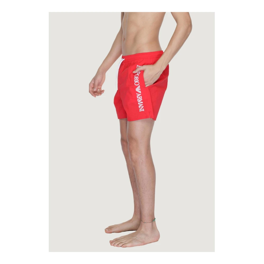Emporio Armani Rood Zwemkleding met Veters Print Red Heren