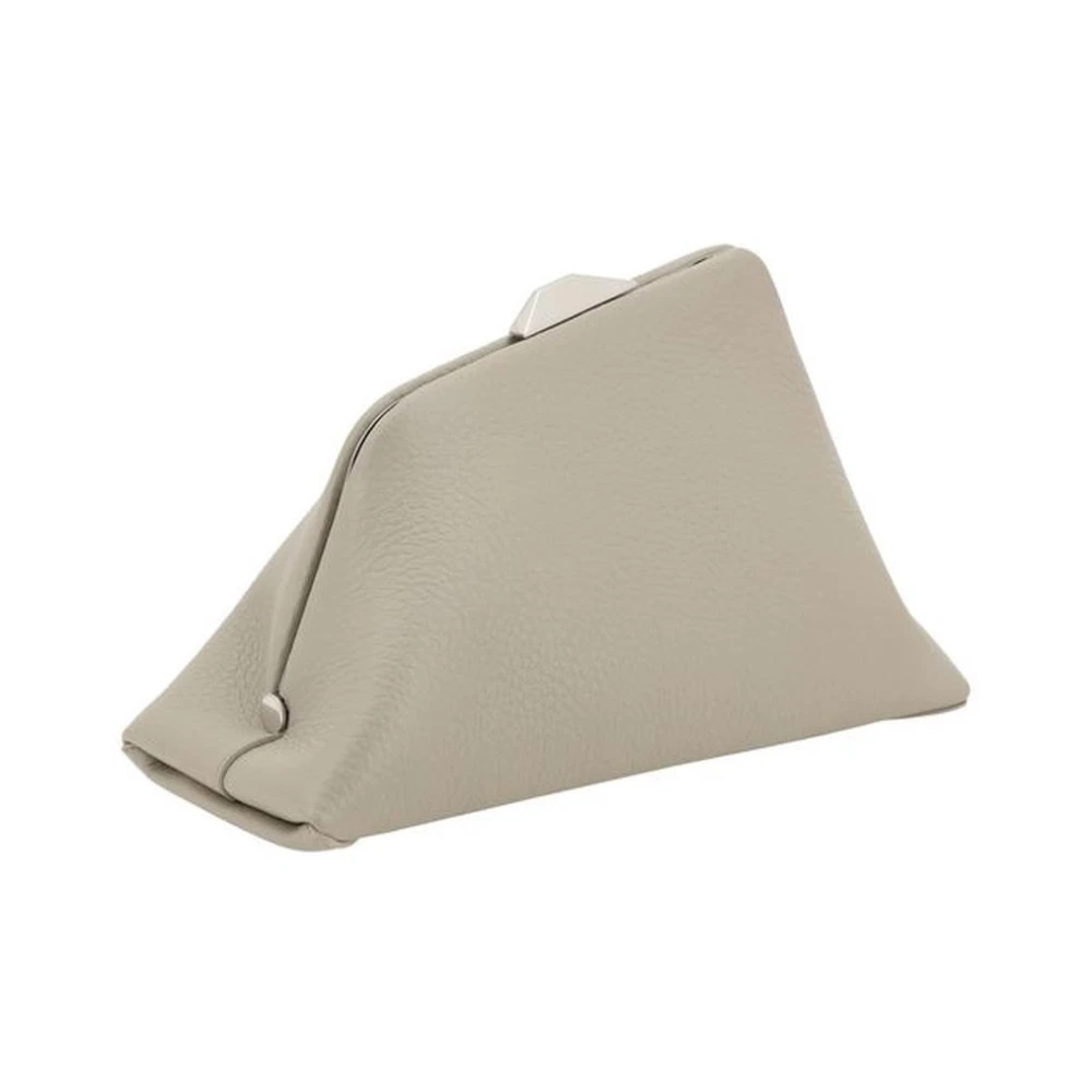 The Attico Geometrische leren schoudertas met magnetische sluiting Beige Dames