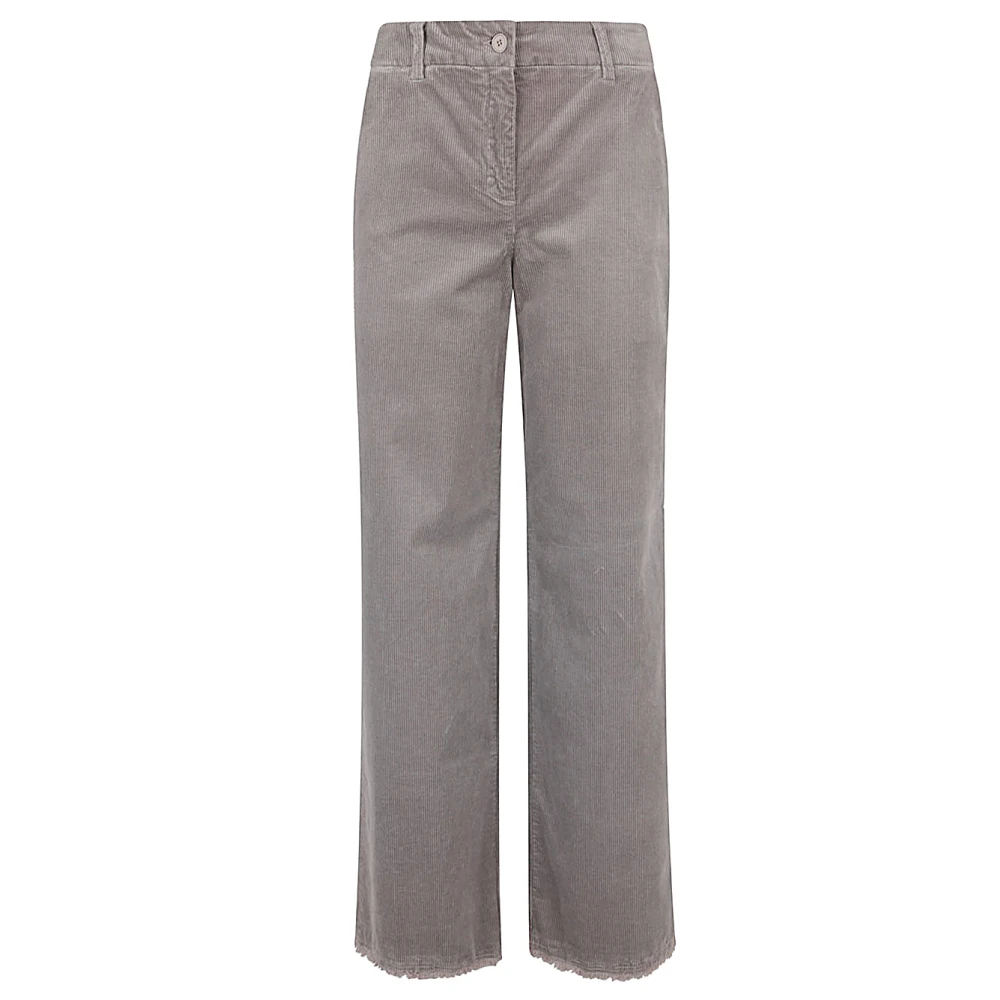 Via Masini 80 Velvet Wide Leg Trousers Dove Grey Gray Dames
