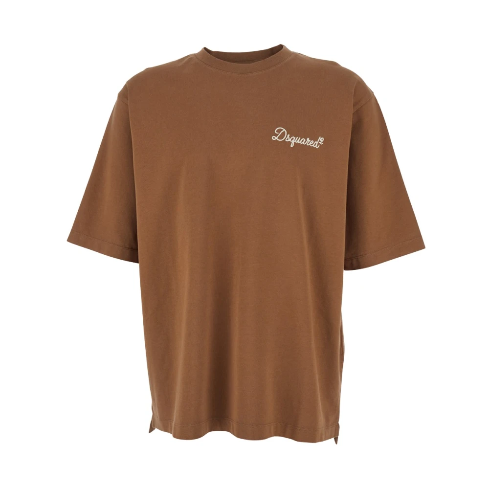 Dsquared2 Men's Brown Embroidered Logo T-Shirt