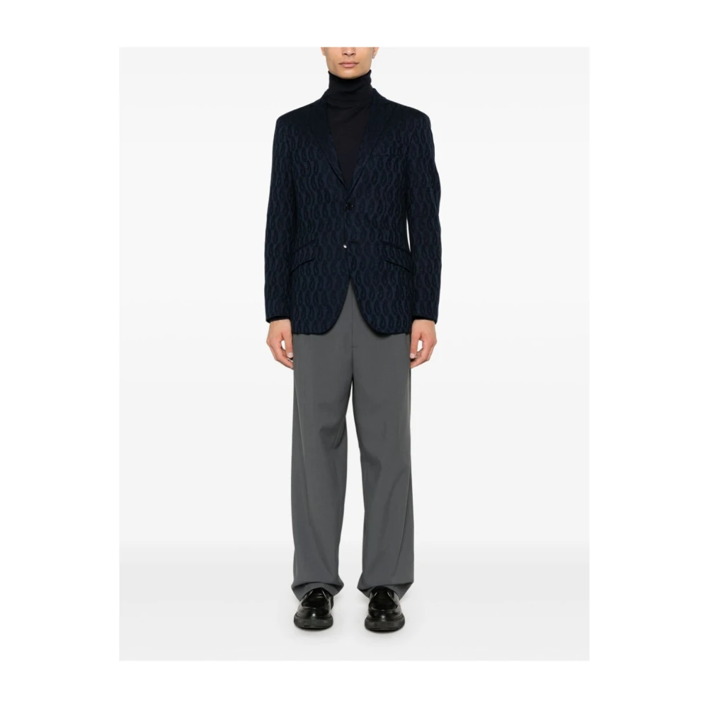 ETRO Blauwe Textuur Katoenen Jas Blue Heren