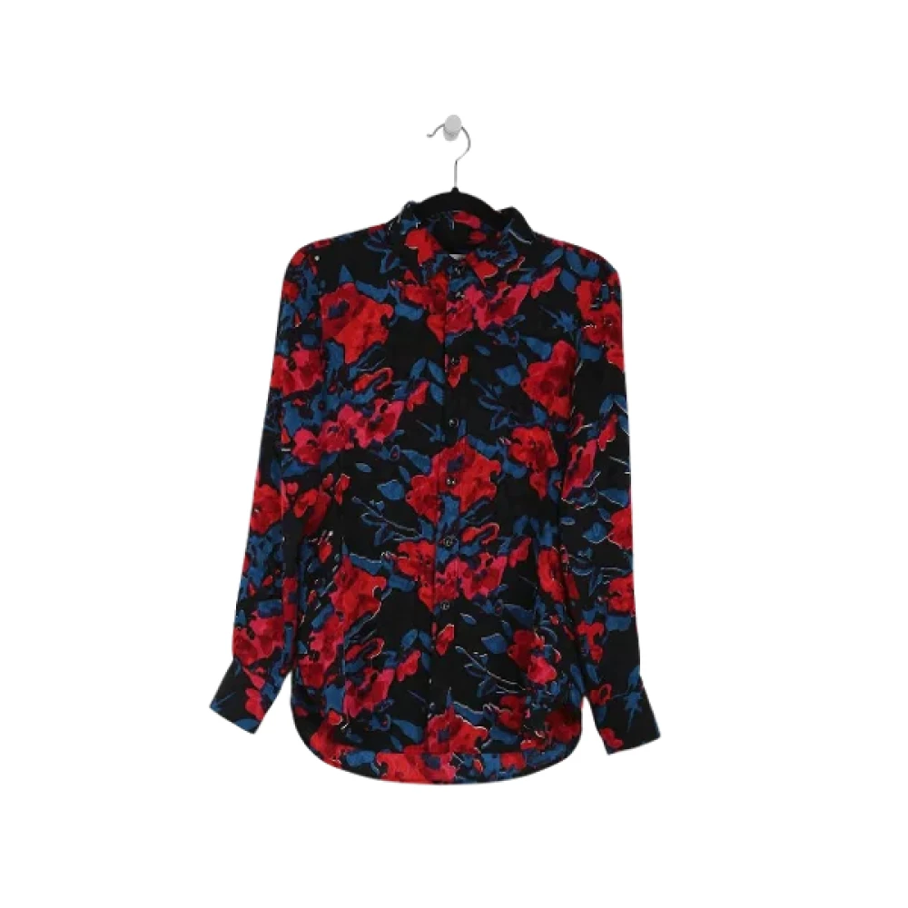 Saint Laurent Zijden shirt met multicolor print en lange mouwen Multicolor Dames