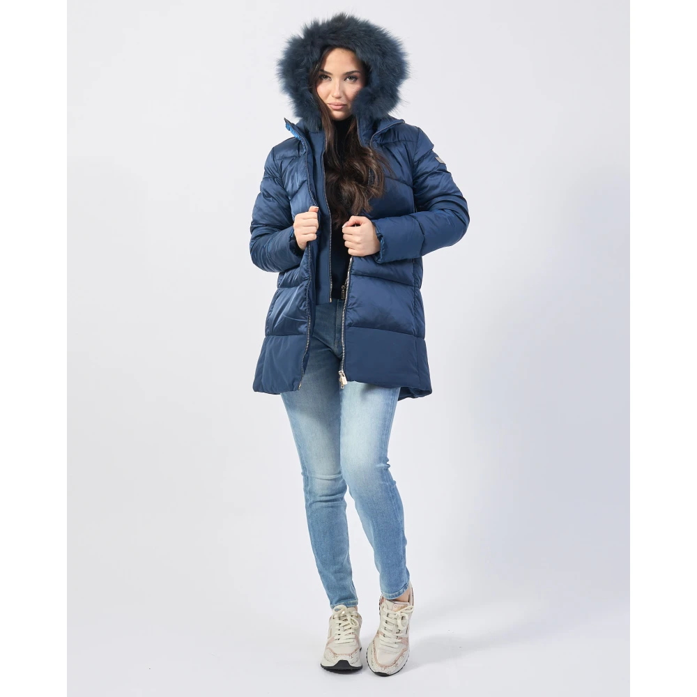 YES ZEE Blauwe gewatteerde jas met nepvest Blue Dames