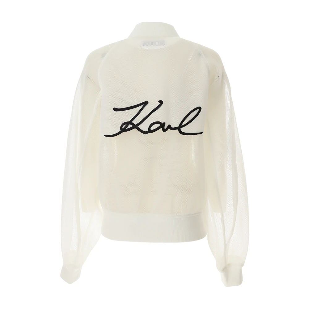 Karl Lagerfeld Witte Mesh Bomber Jas White Dames