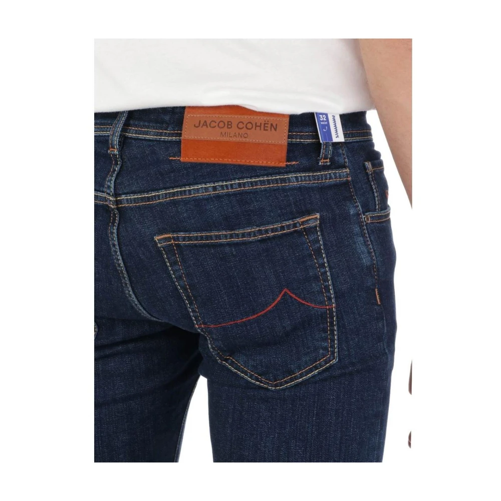 Jacob Cohën Slim Fit Blauwe Jeans met Gouden Stiksels Blue Heren