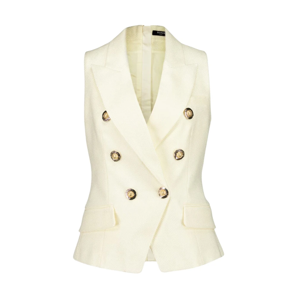 Balmain Women's Beige Sleeveless Tailored Vest - Waistcoats - S - Jackets