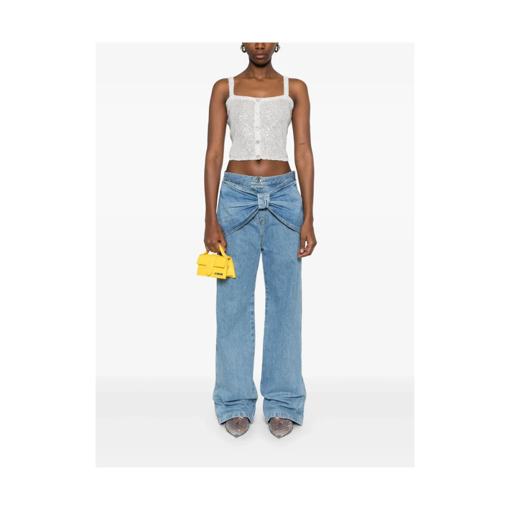 Mach & Mach Blauwe Straight Leg Jeans met Rits Blue Dames