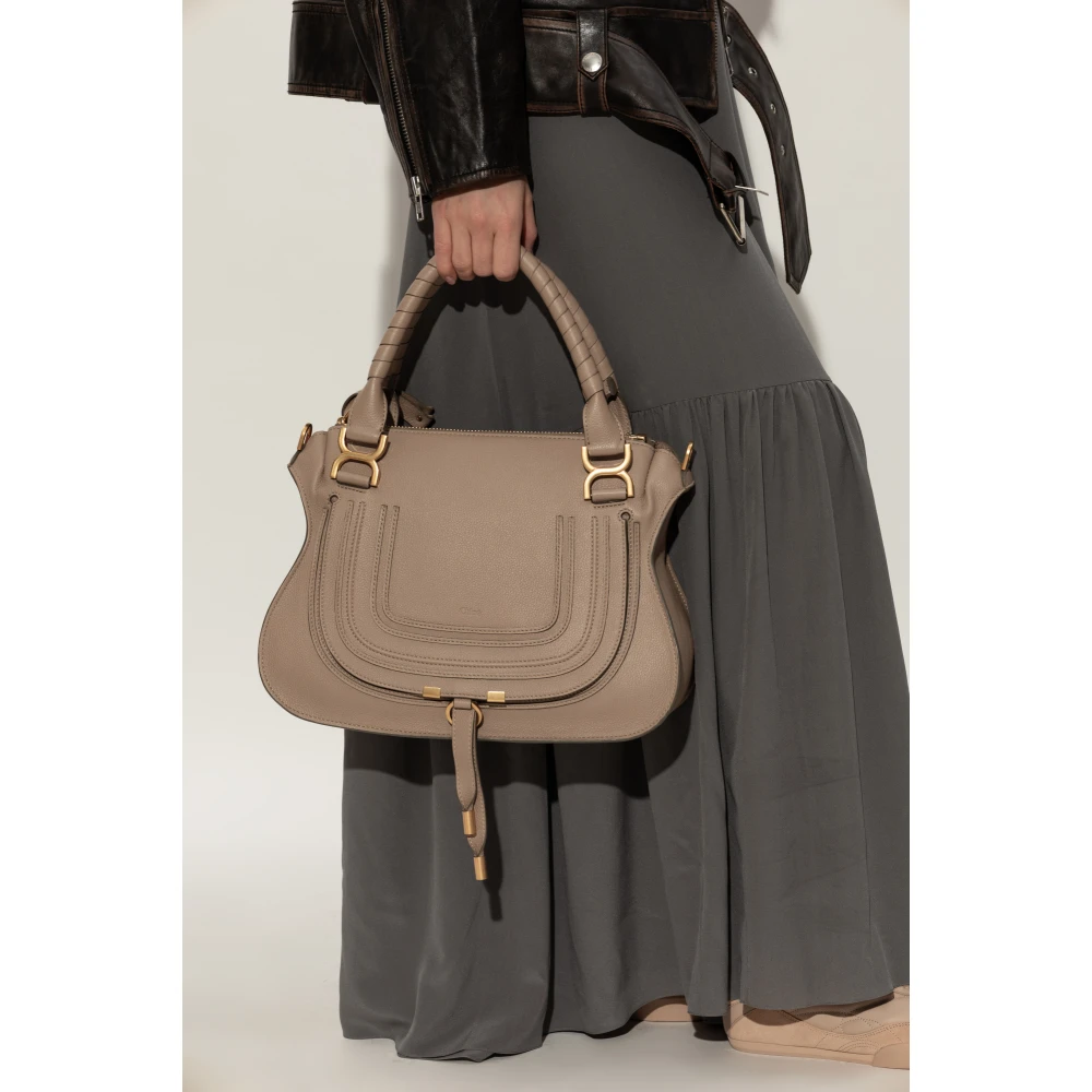 Chloé Handtas Marcie Dubbel Medium Beige Dames