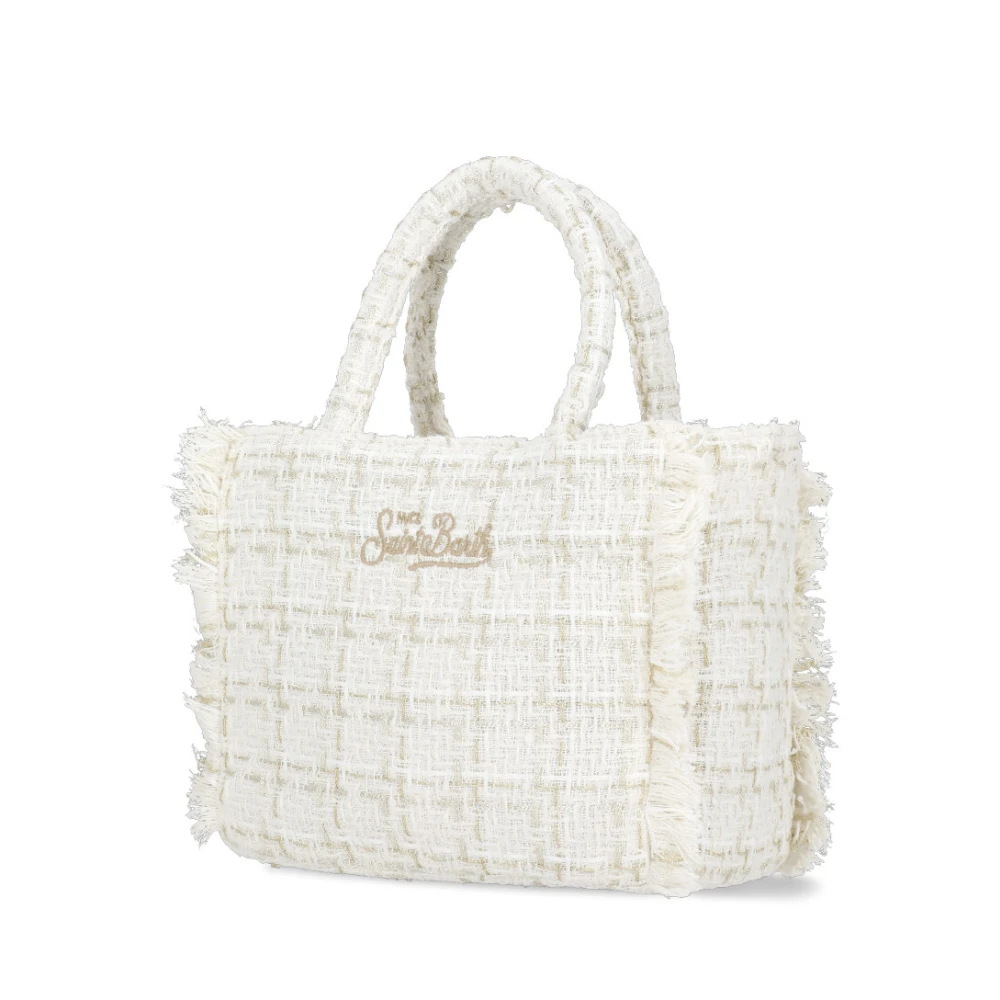 Saint Barth Ivoor Stof Handtas met Franjes Beige Dames