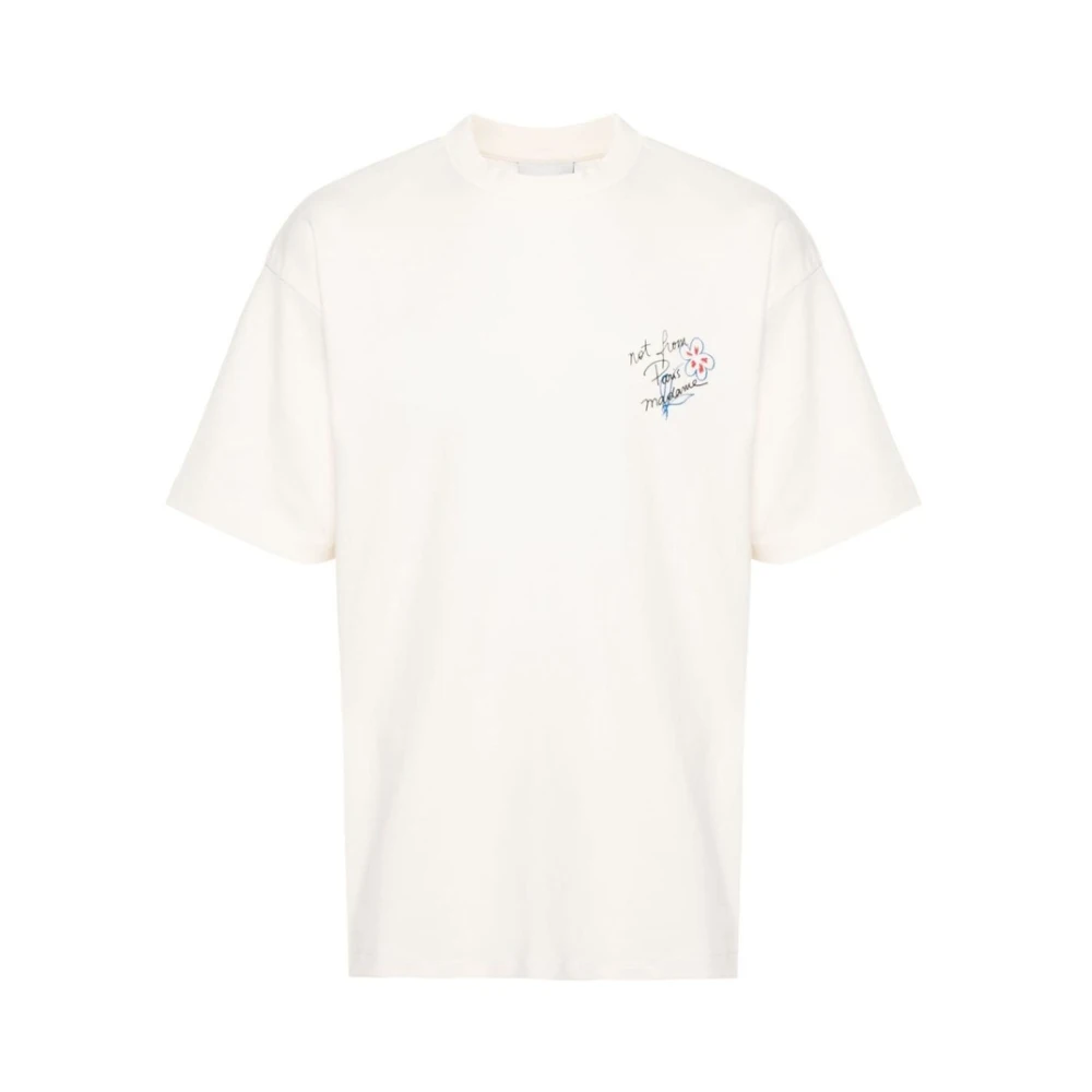 Drole de Monsieur Grappig T-shirt met slogan en bloemenprint White Heren