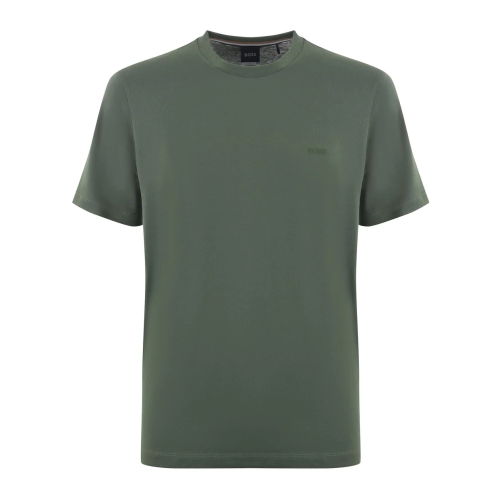 Hugo Boss Thompson 01 Logo Katoenen T-shirt Green Heren