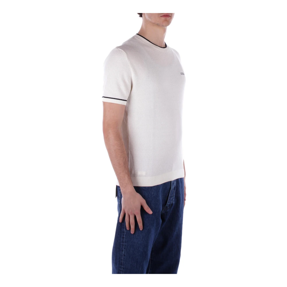 Guess Logo Voorkant Katoenen T-shirt Grote Pasvorm White Heren